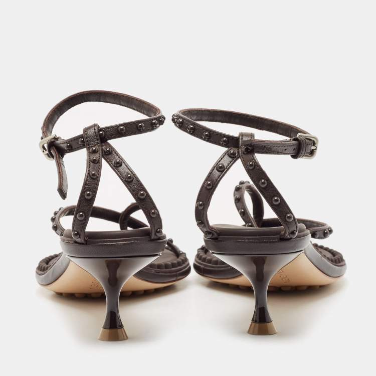 مملوكة مسبقًا Bottega Veneta Brown Leather Lagoon Bubble Sandals Size 36