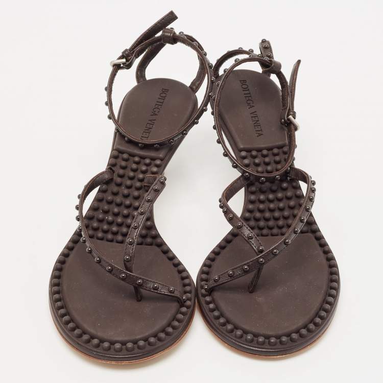مملوكة مسبقًا Bottega Veneta Brown Leather Lagoon Bubble Sandals Size 36