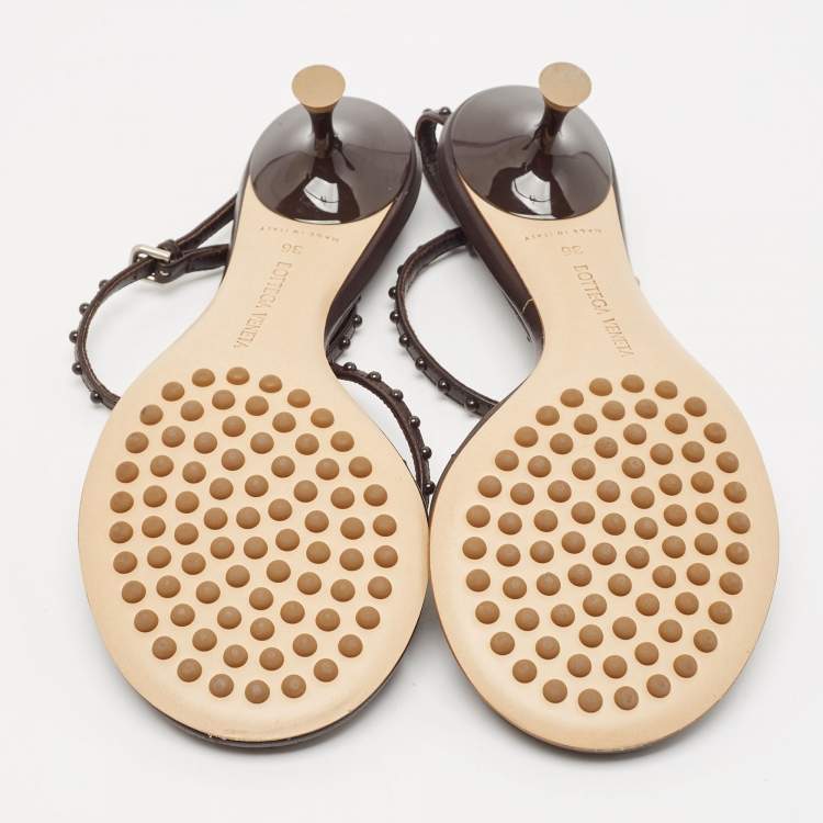 مملوكة مسبقًا Bottega Veneta Brown Leather Lagoon Bubble Sandals Size 36