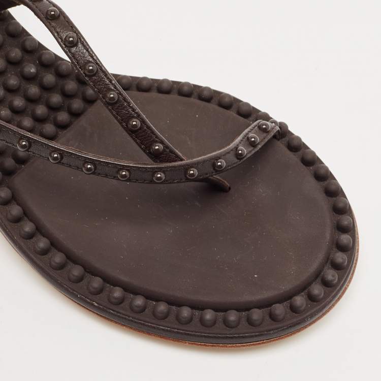 مملوكة مسبقًا Bottega Veneta Brown Leather Lagoon Bubble Sandals Size 36