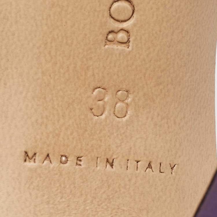 Pre Owned Bottega Veneta Purple Leather Stretch Square Toe Slide Sandals Size 38