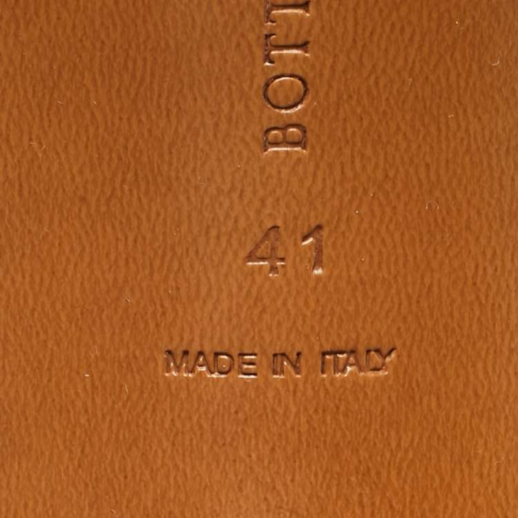 Pre Owned Bottega Veneta Metallic Bronze Leather Block Heel Slide Sandals Size 41