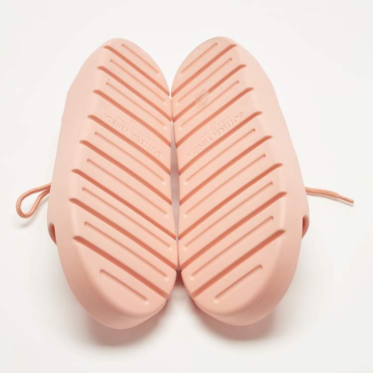 Pre Owned Bottega Veneta Orange Jelly Lace Flat Sandals Size 40