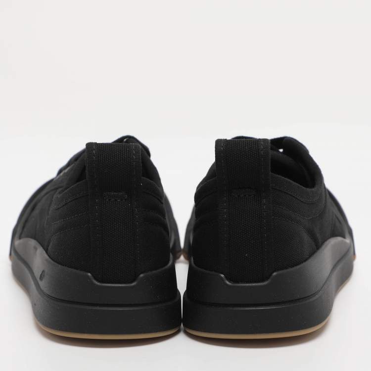 Pre Owned Bottega Veneta Black Canvas and Leather Vulcan Low Top Sneakers Size 38.5