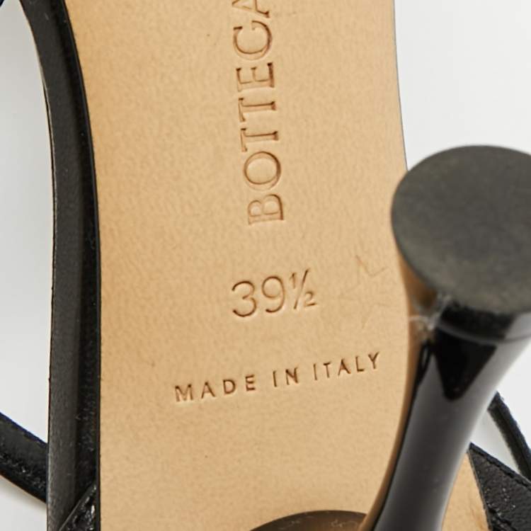 Pre Owned Bottega Veneta Dot Size 39.5 Black Leather Ankle Strap Sandals