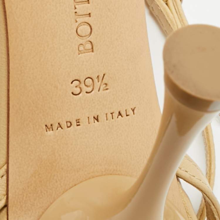 Pre Owned Bottega Veneta Dot Size 39.5 Beige Leather Ankle Strap Sandals