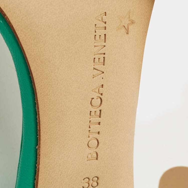 Pre Owned Bottega Veneta Dot Size 38 Green Leather Ankle Strap Sandals