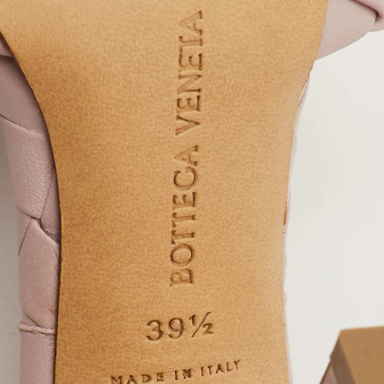 Pre Owned Bottega Veneta Lido Size 39.5 Light Lilac Intrecciato Leather Slide Sandals