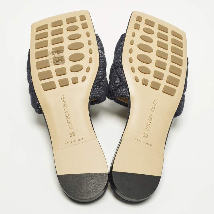 مملوكة مسبقًا Bottega Veneta Lido Size 39 Blue Denim Flat Slides 