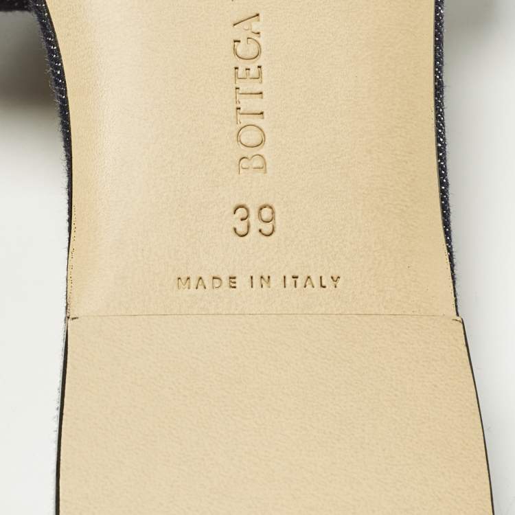 مملوكة مسبقًا Bottega Veneta Lido Size 39 Blue Denim Flat Slides 