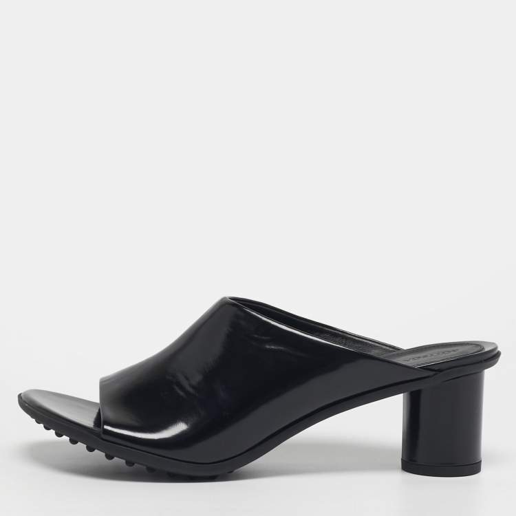 Pre Owned Bottega Veneta Atomic Size 40 Black Leather Slide Sandals