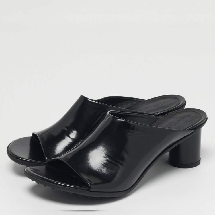 Pre Owned Bottega Veneta Atomic Size 40 Black Leather Slide Sandals