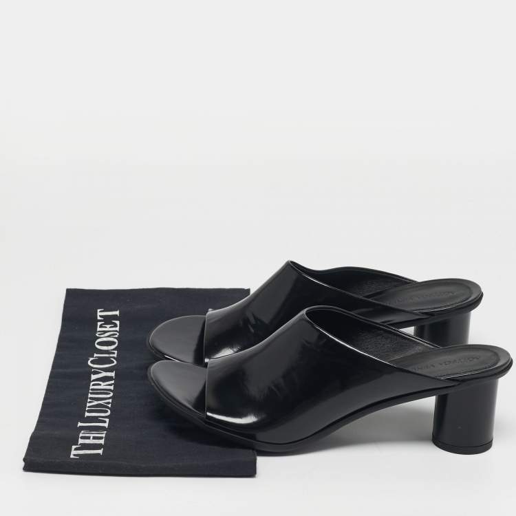 Pre Owned Bottega Veneta Atomic Size 40 Black Leather Slide Sandals