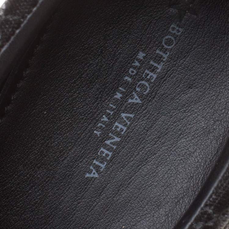 Pre Owned Bottega Veneta Black Quilted Velvet Dodger Intrecciato Slip On Sneakers Size 36