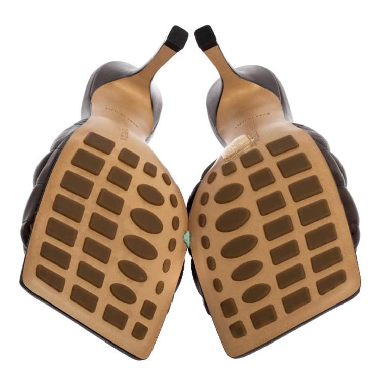 Pre Owned Bottega Veneta Brown Leather Padded Slide Sandals Size 37