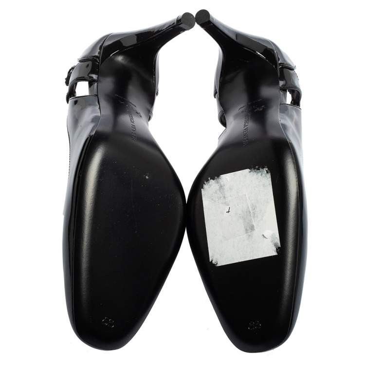 Pre Owned Bottega Veneta Black Patent Leather Intrecciato Detail Pumps Size 37.5