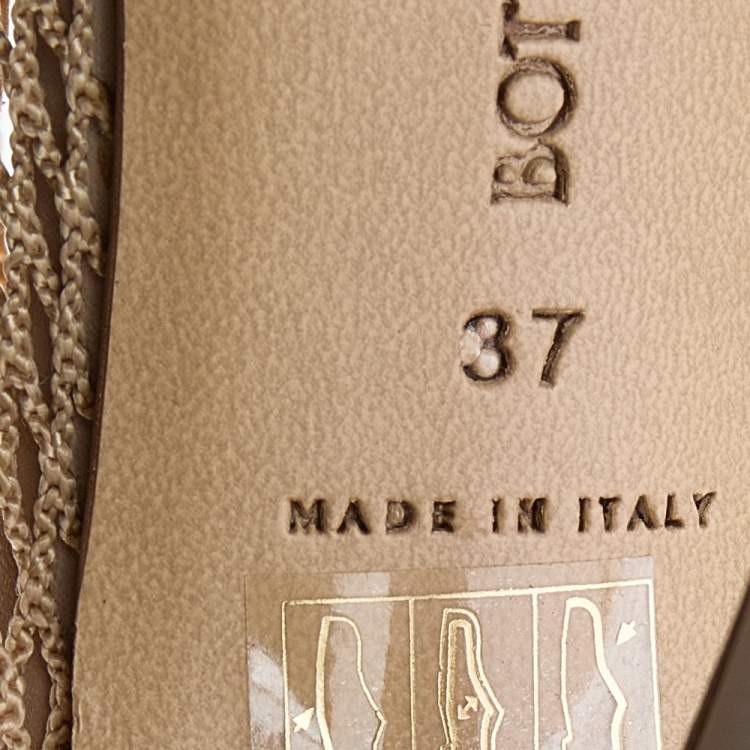 Pre Owned Bottega Veneta Beige Mesh Fabric And Leather Trim Stretch Pumps Size 37