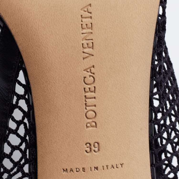 Pre Owned Bottega Veneta Black Mesh And Leather Trims Chain Embellished Ankle Cuff Pumps Size 39