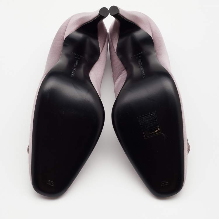 Pre Owned Bottega Veneta Purple Satin Embellished Pumps Size 38