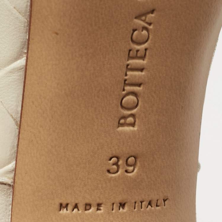 Pre Owned Bottega Veneta Cream Leather Lido Slide Sandals Size 39