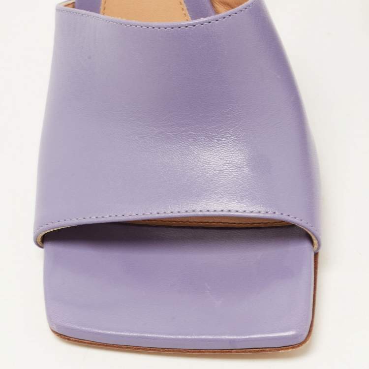 Pre Owned Bottega Veneta Purple Leather Square Toe Stretch Sandals Size 36