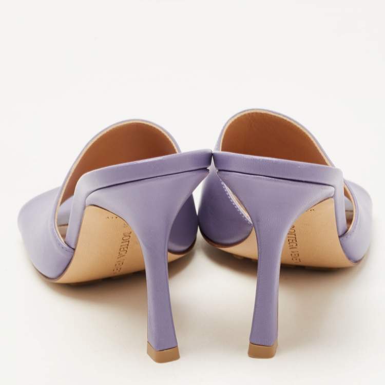Pre Owned Bottega Veneta Purple Leather Square Toe Stretch Sandals Size 36