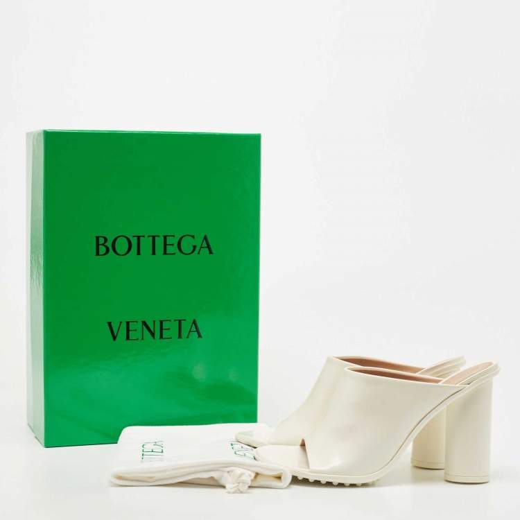 Pre Owned Bottega Veneta White Leather Atomic Slide Sandals Size 38