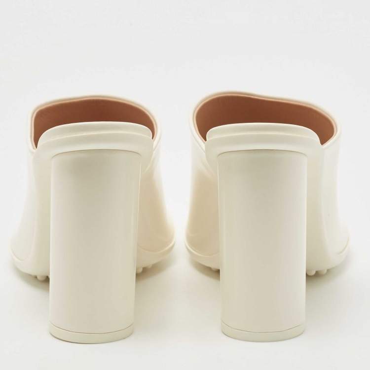 Pre Owned Bottega Veneta White Leather Atomic Slide Sandals Size 38