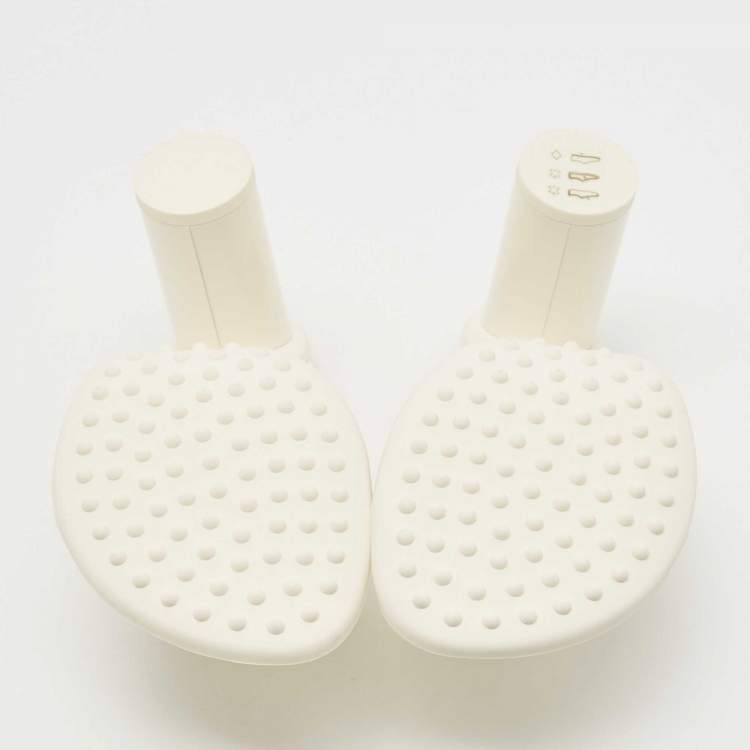 Pre Owned Bottega Veneta White Leather Atomic Slide Sandals Size 38