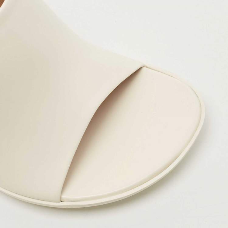 Pre Owned Bottega Veneta White Leather Atomic Slide Sandals Size 38