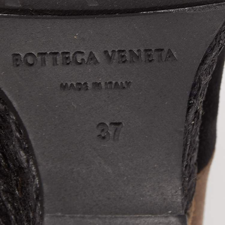 Pre Owned Bottega Veneta Two Tone Intrecciato Suede Espadrille Wedge Slingback Pumps Size 37