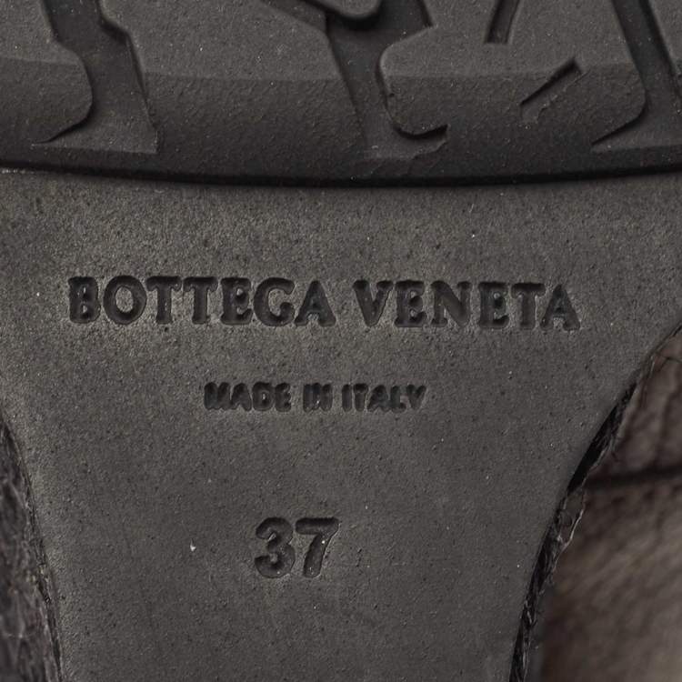 Pre Owned Bottega Veneta Brown Leather Slingback Wedge Pumps Size 37