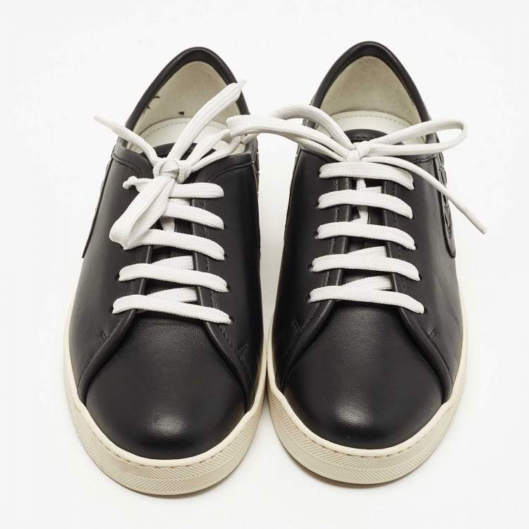 Pre Owned Bottega Veneta Black Intrecciato Leather Low Top Sneakers Size 36