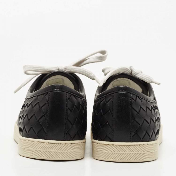 Pre Owned Bottega Veneta Black Intrecciato Leather Low Top Sneakers Size 36