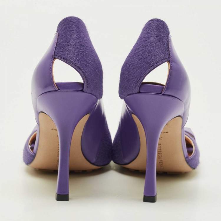 Pre Owned Bottega Veneta Purple Leather Cutout Accent D'Orsay Pumps Size 38