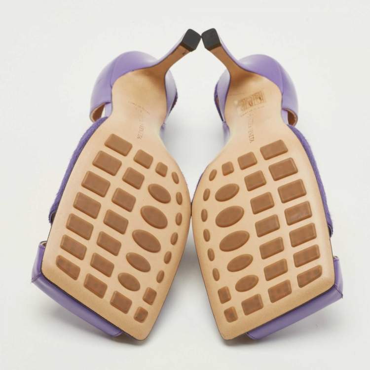 Pre Owned Bottega Veneta Purple Leather Cutout Accent D'Orsay Pumps Size 38
