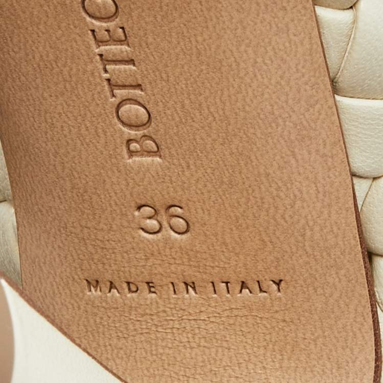 Pre Owned Bottega Veneta Beige Intrecciato Leather Canalazzo Ankle Boots Size 36