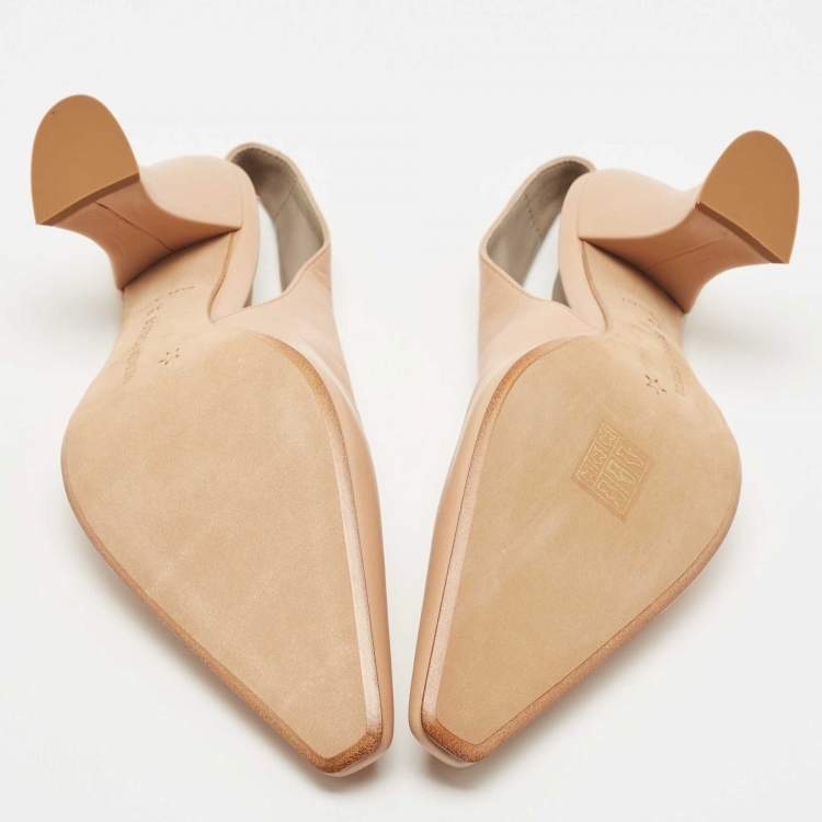 Pre Owned Bottega Veneta Beige Leather Slingback Pumps Size 39