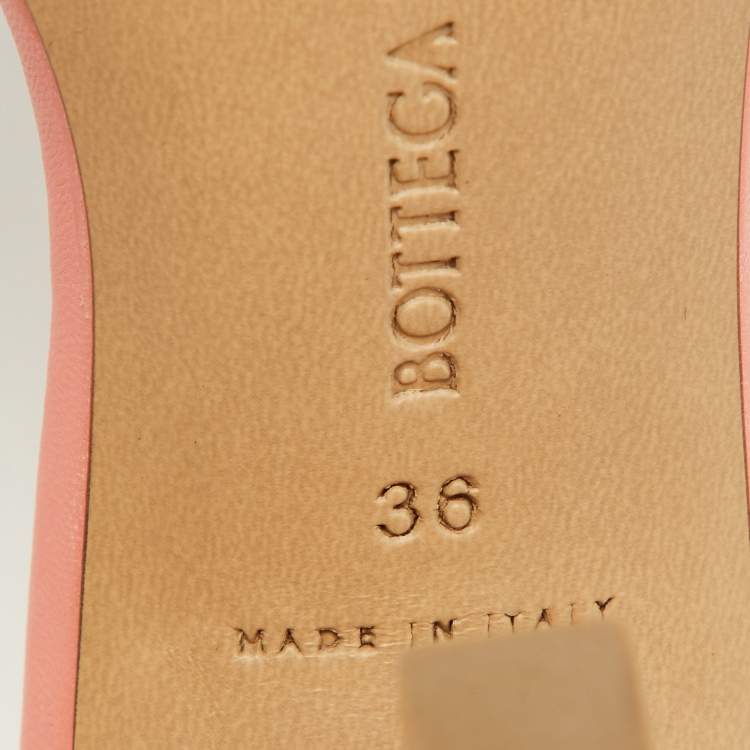 Pre Owned Bottega Veneta Peach Mesh and Leather Crystal Embellished Stretch Ankle Tie Pumps Size 36