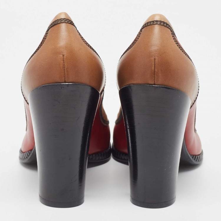 Pre Owned Bottega Veneta Tricolor Leather Block Heel Pumps Size 40
