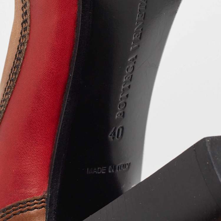 Pre Owned Bottega Veneta Tricolor Leather Block Heel Pumps Size 40
