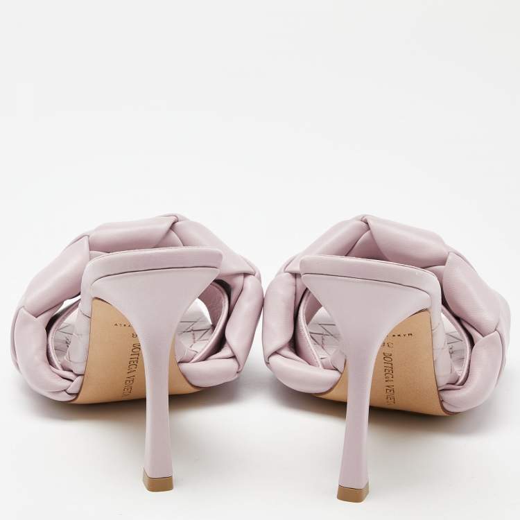 Pre Owned Bottega Veneta Lilac Intrecciato Leather Lido Slide Sandals Size 38