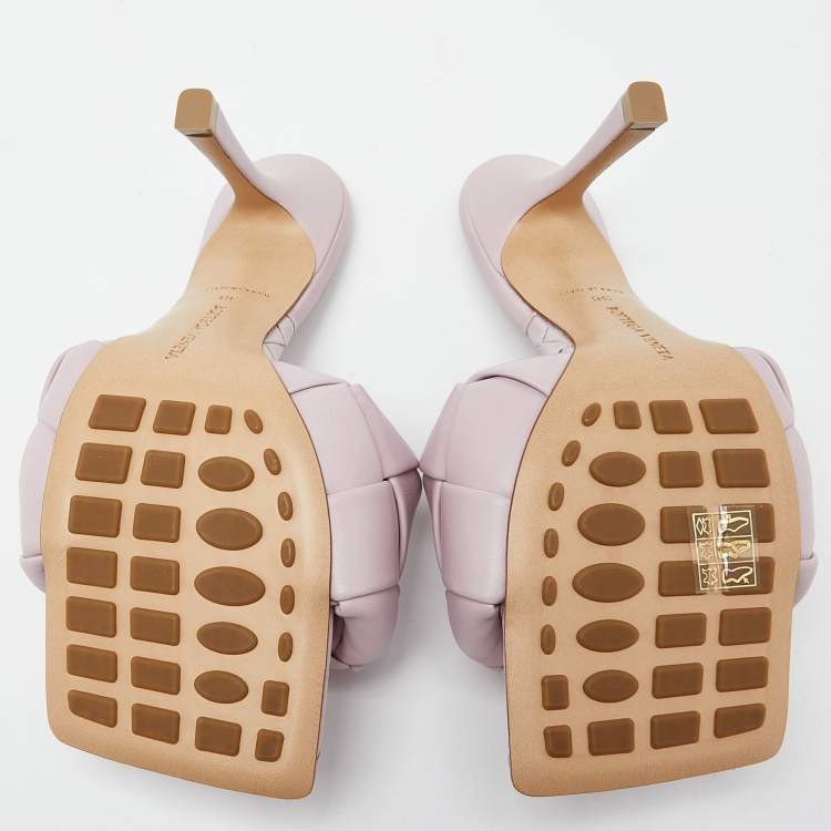Pre Owned Bottega Veneta Lilac Intrecciato Leather Lido Slide Sandals Size 38