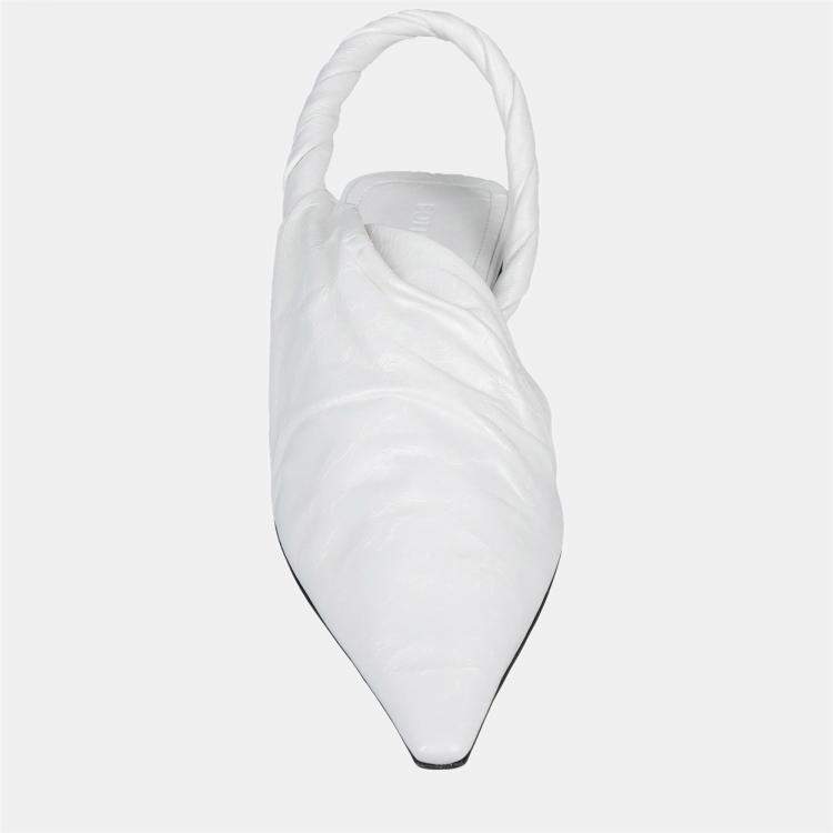 Pre Owned Bottega Veneta Leather Pointed Toe Slingback Flats 38.5