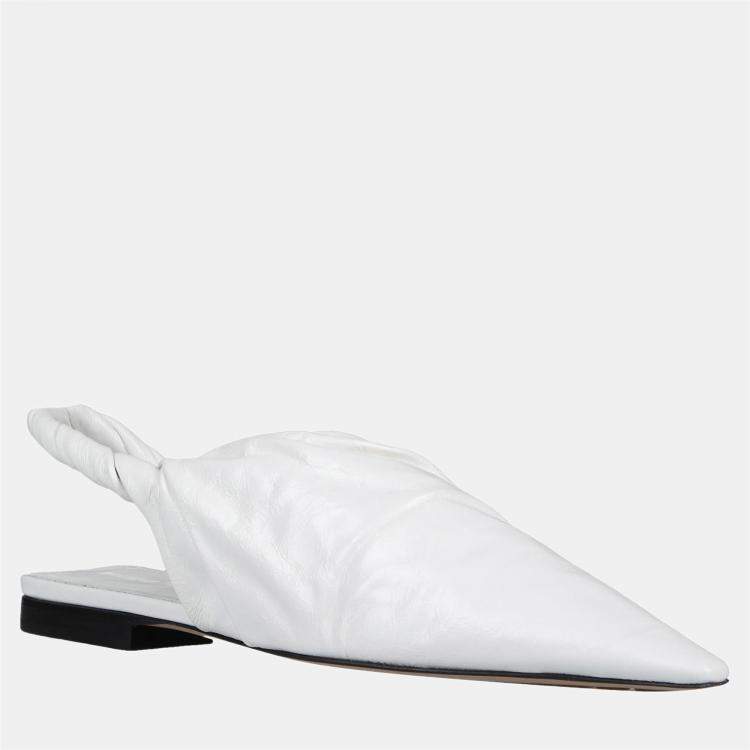 Pre Owned Bottega Veneta Leather Pointed Toe Slingback Flats 38.5