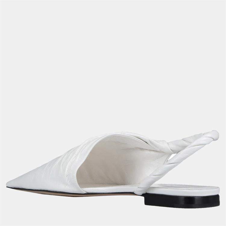 Pre Owned Bottega Veneta Leather Pointed Toe Slingback Flats 38.5