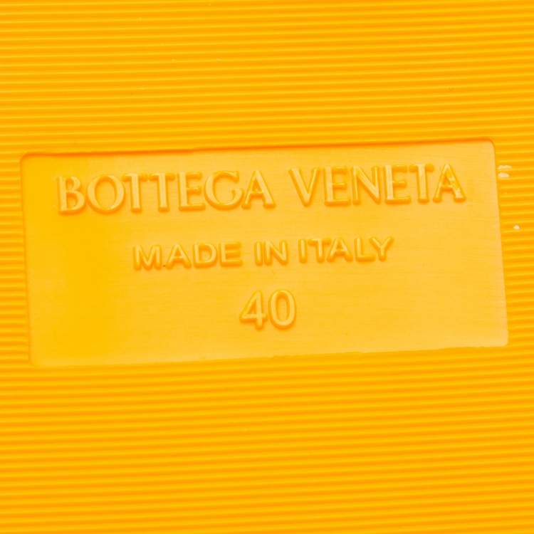 Pre Owned Bottega Veneta Orange Cotton Fabric Resort Sponge Platform Slides Size 40