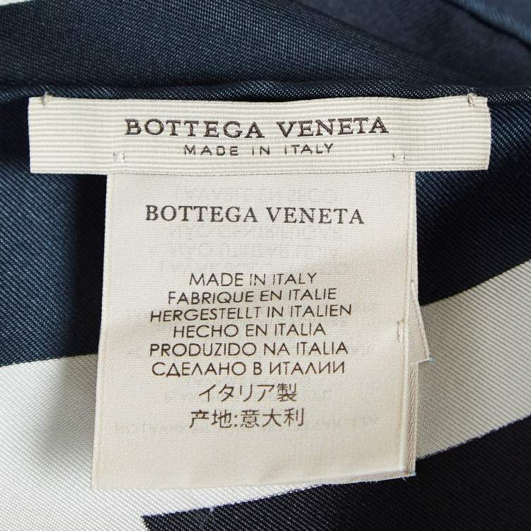 Pre Owned Bottega Veneta Blue Geometric Print Silk Square Scarf 
