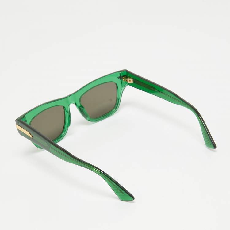 Pre Owned Bottega Veneta Green/Black BV1122S Wayfarer Sunglasses