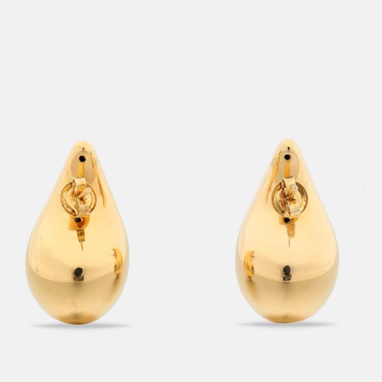 Pre Owned Bottega Veneta Drop Gold Tone Sterling Silver Earrings